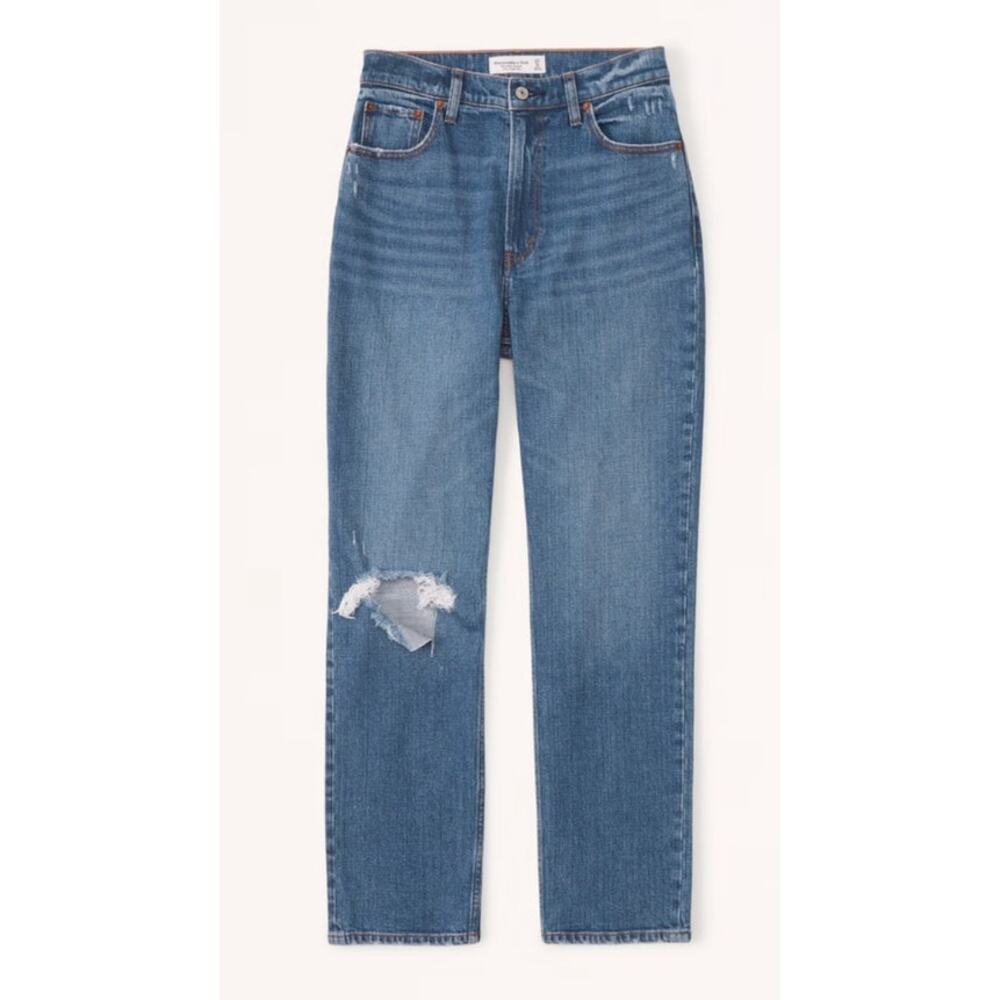 Abercrombie & Fitch A&F Womens Ankle Straight Ultra High Rise Blue Denim Jeans 2
